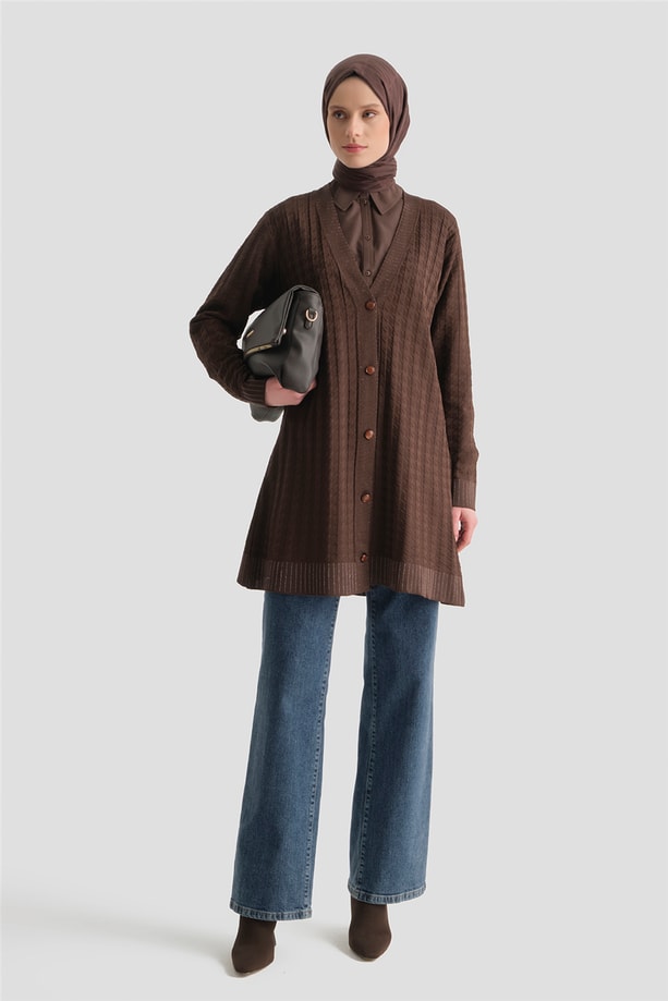 Triko Ceket 25KD5094 Kahve