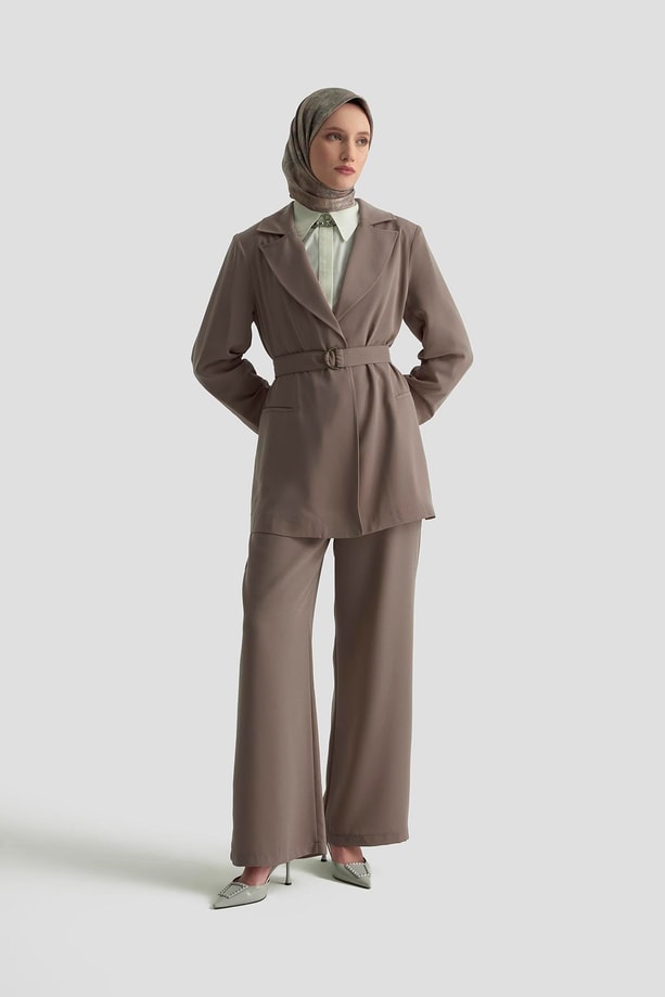 Armine Kemerli Ceket 25K5103 Vizon