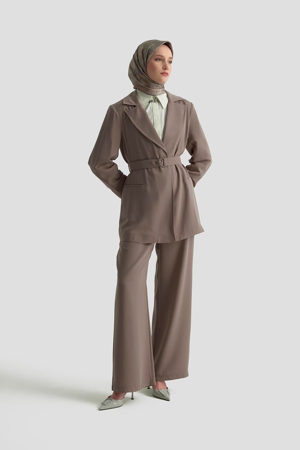 Armine Kemerli Ceket 25K5103 Vizon