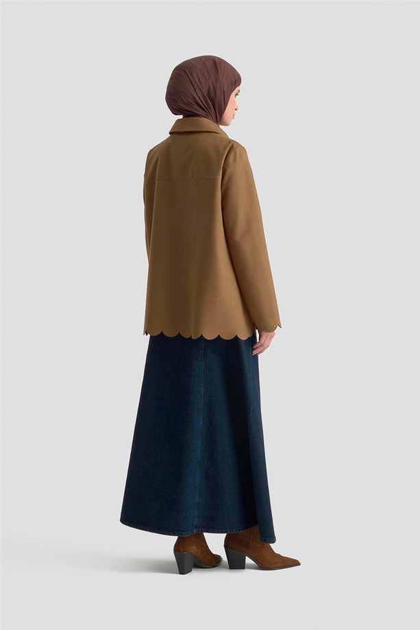 Armine Etek Ucu Lazer Kesimli Ceket 25K5131 Camel