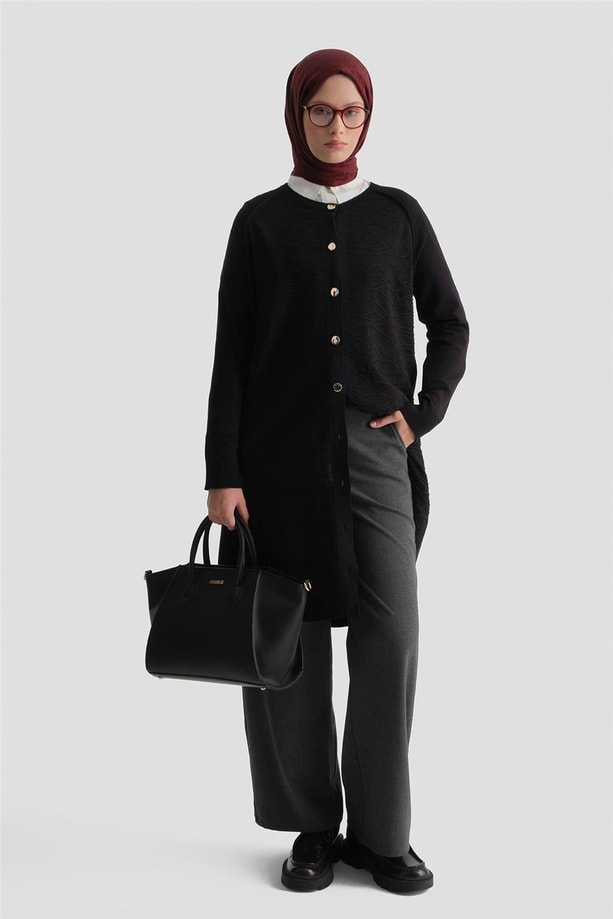 Armine Triko Ceket 25KD5306 Siyah