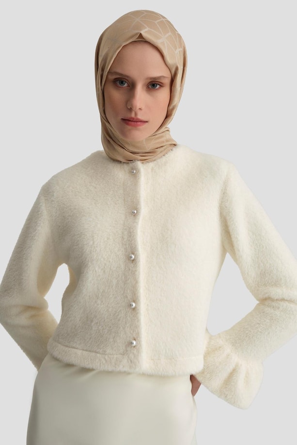 Armine Balon Kollu Hırka 25K5603 Ekru