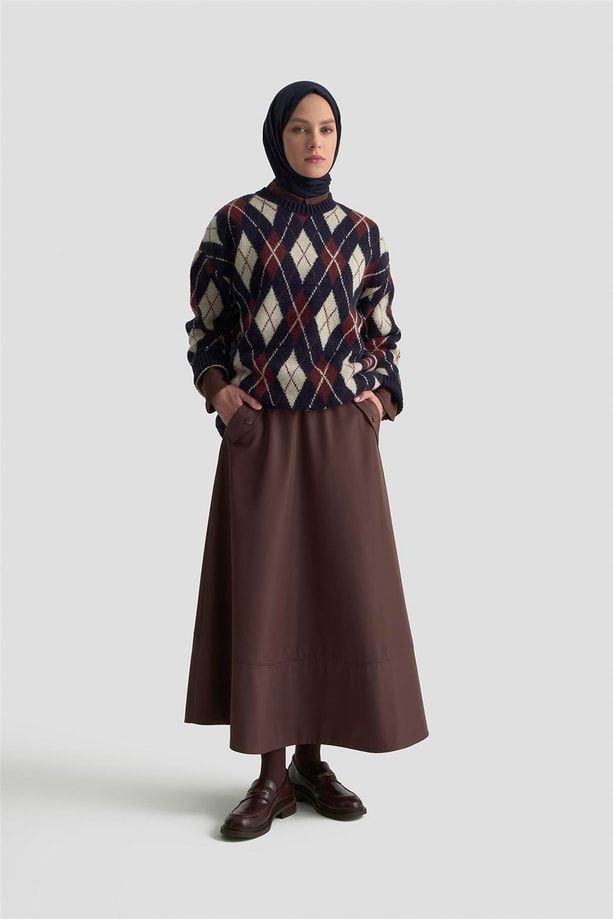 Armine Baklava Desenli Kazak 25KD6004 Lacivert