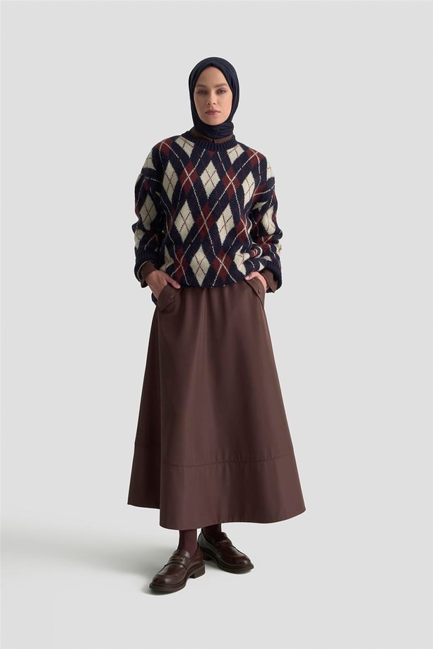 Armine Baklava Desenli Kazak 25KD6004 Lacivert