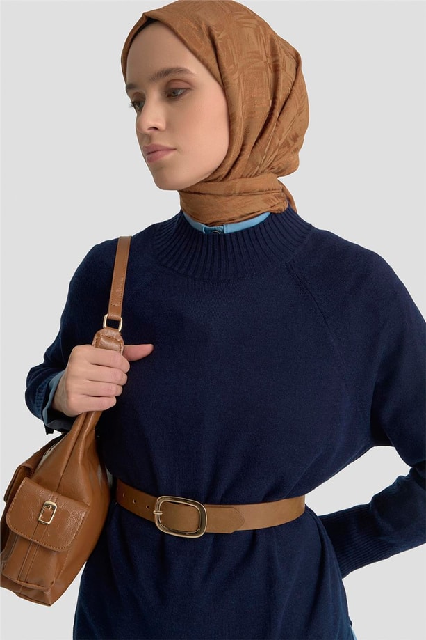 Armine Düğmeli Basic Oversize Kazak 25KD6016 Lacivert