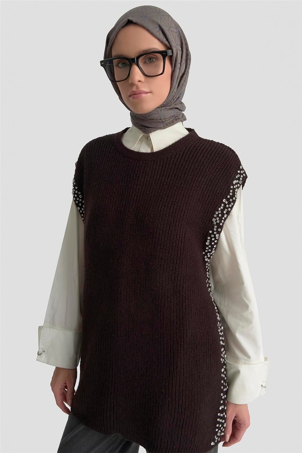 Armine Taş Detaylı Yelek 25KD6009 Siyah