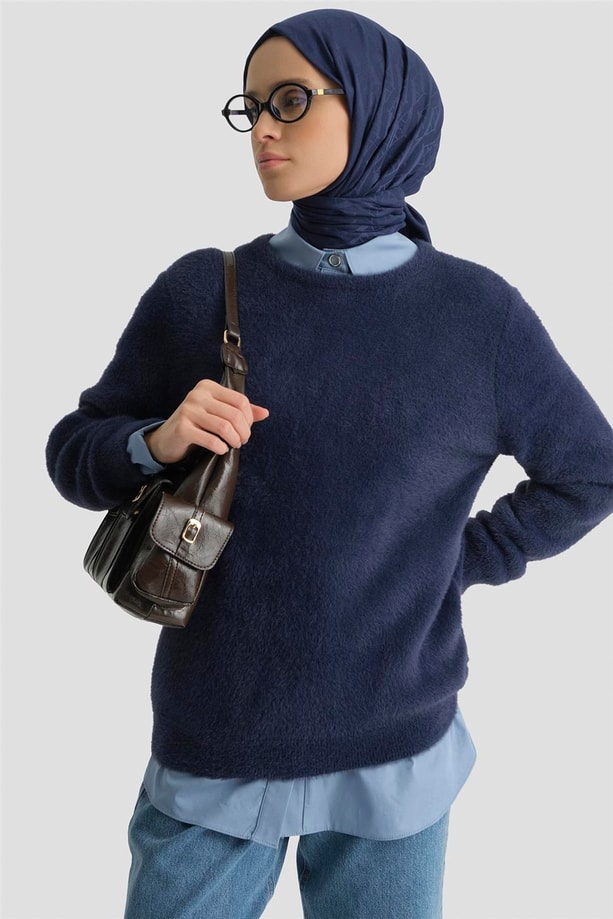 Armine Dokulu Basic Kazak 25KD6025 Lacivert