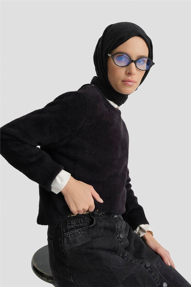 Armine Dokulu Basic Kazak 25KD6025 Siyah