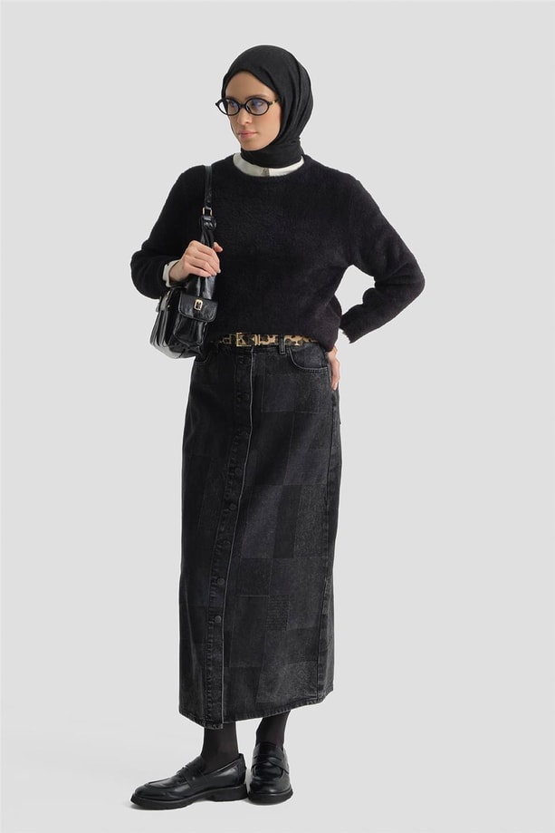 Armine Dokulu Basic Kazak 25KD6025 Siyah