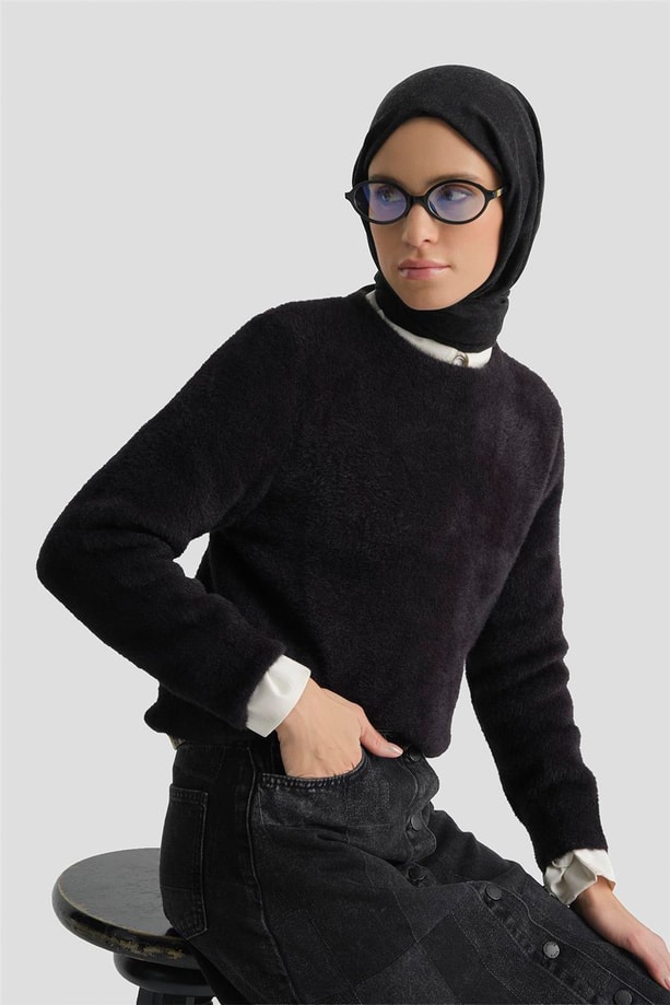 Armine Dokulu Basic Kazak 25KD6025 Siyah