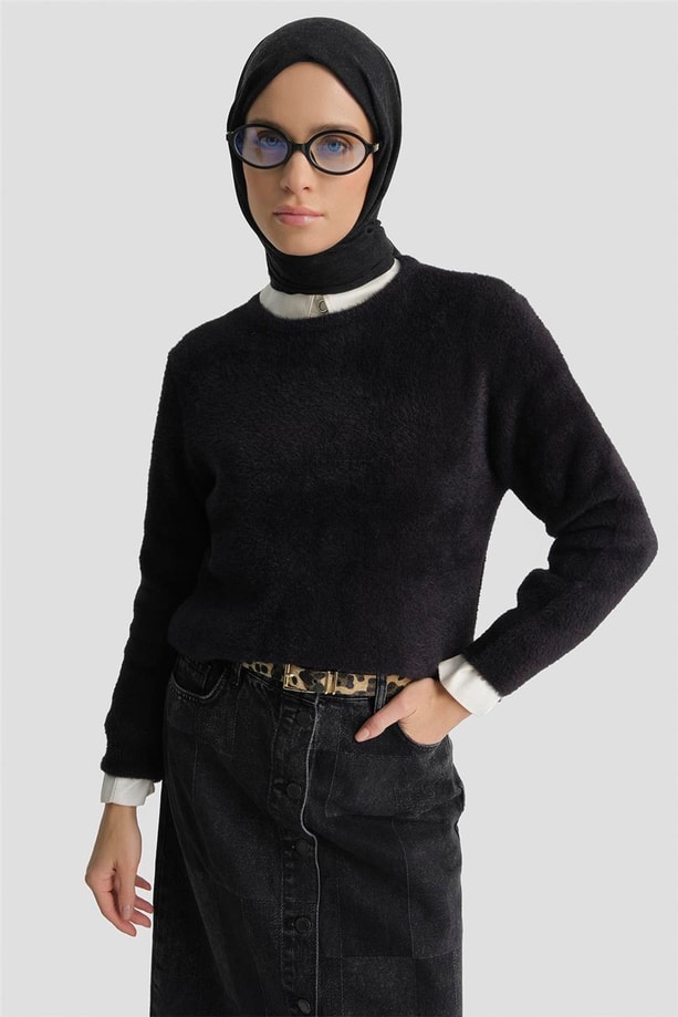 Armine Dokulu Basic Kazak 25KD6025 Siyah