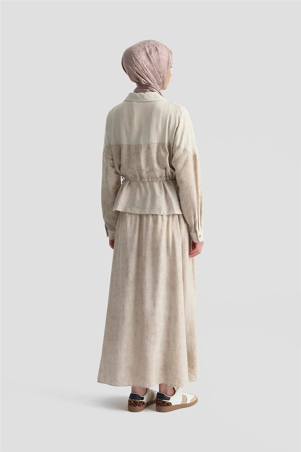 Armine Efekt Kumaşlı Ceketli Takım 25K6105 Vizon