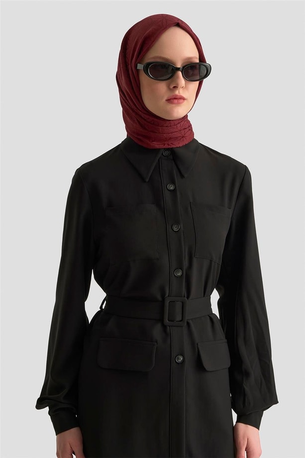Armine Gömlek Yaka Önden Cepli Takım 25K6117 Siyah