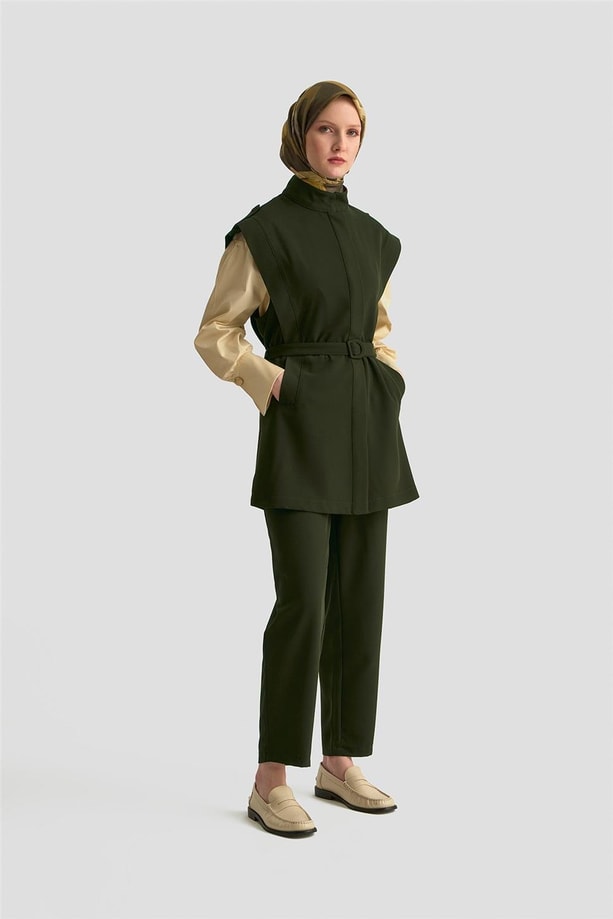 Armine Apoletli Yelekli Takım 25K6127 Haki