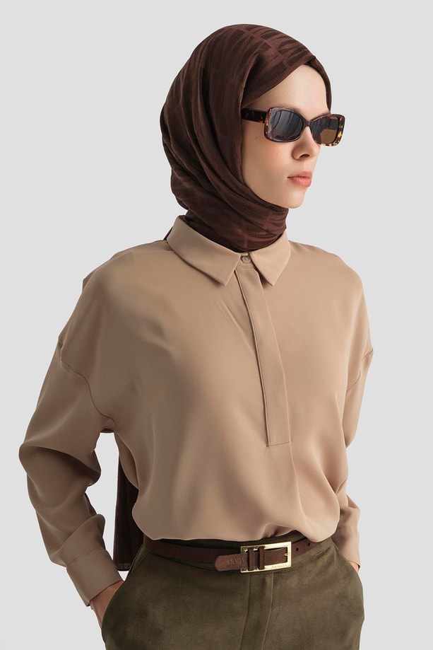 Armine Gömlek 25KD7001 Acı Kahve