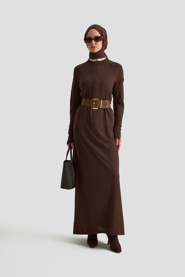 Armine Elbise 25KD7002 Acı Kahve