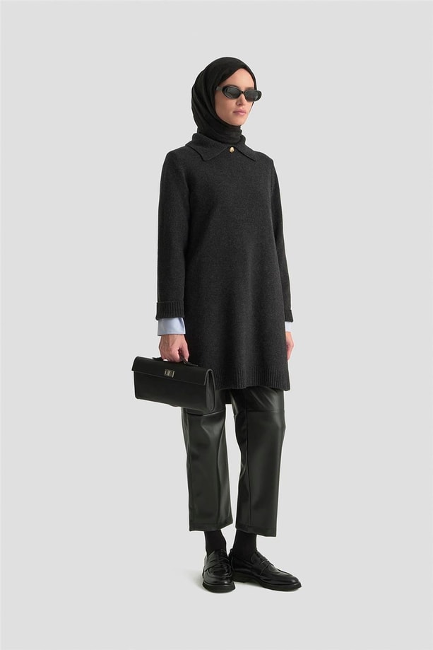 Armine Polo Yaka Triko Tunik 25KD7003 Antrasit