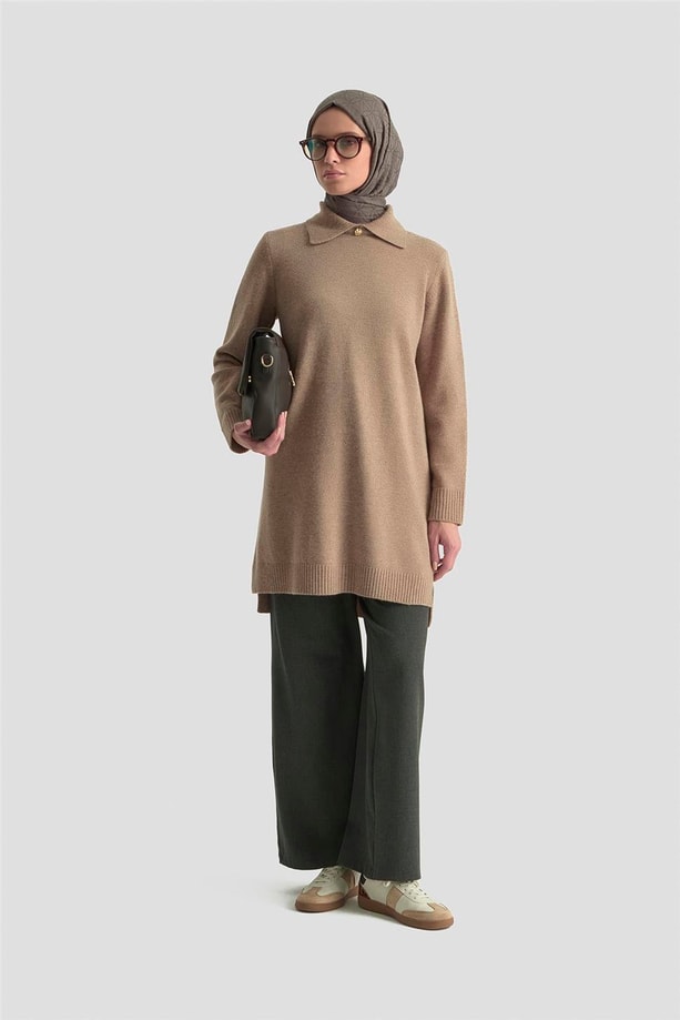Armine Polo Yaka Triko Tunik 25KD7003 Camel