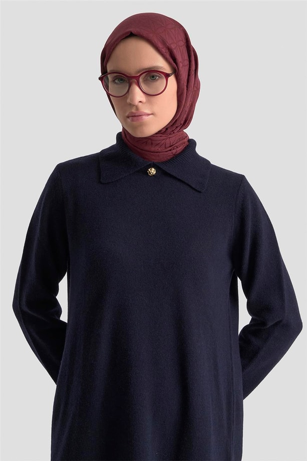 Armine Polo Yaka Triko Tunik 25KD7003 Lacivert