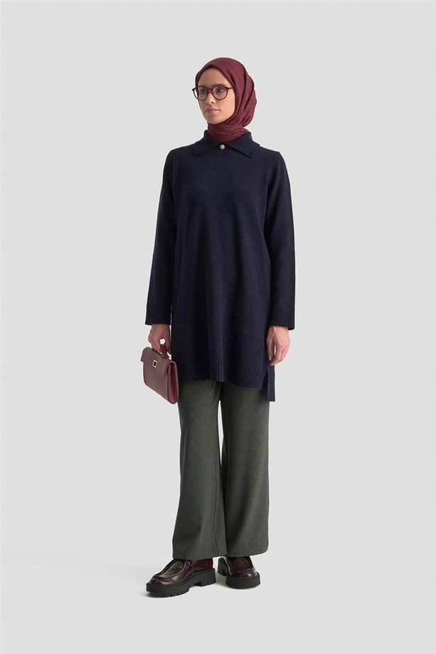 Armine Polo Yaka Triko Tunik 25KD7003 Lacivert