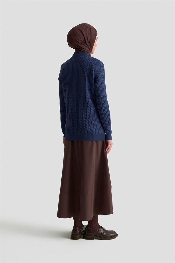  Armine Saç Örgü Kazak 25KD7005 İndigo