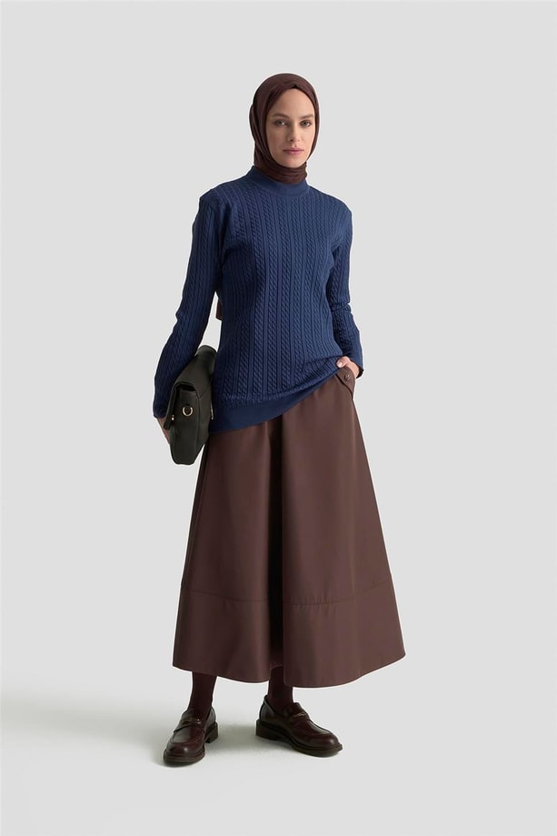  Armine Saç Örgü Kazak 25KD7005 İndigo