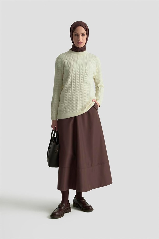 Armine Saç Örgü Kazak 25KD7005 Krem