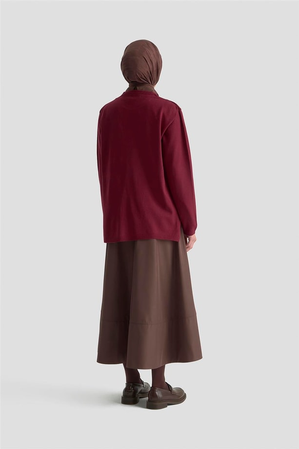 Armine Başak Desenli Kazak 25KD7006 BORDO