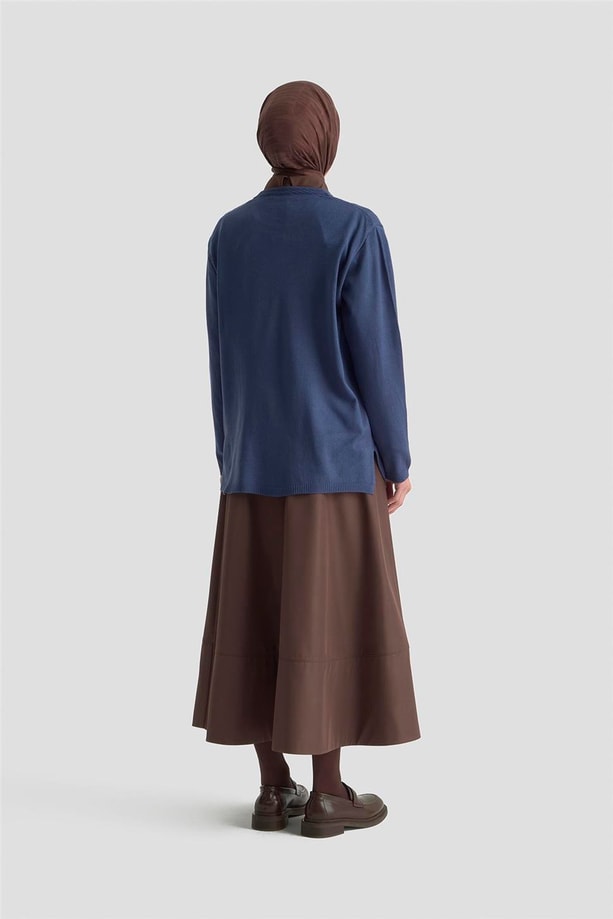 Armine Başak Desenli Kazak 25KD7006 İndigo