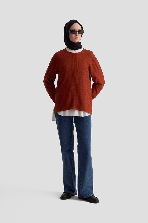  Armine Desenli Kazak 25KD7008 Kiremit