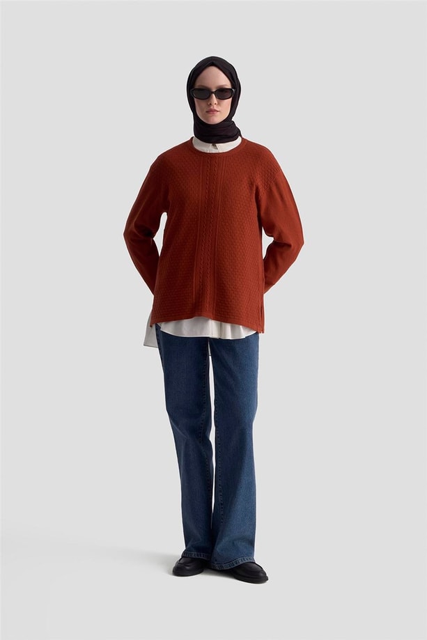  Armine Desenli Kazak 25KD7008 Kiremit