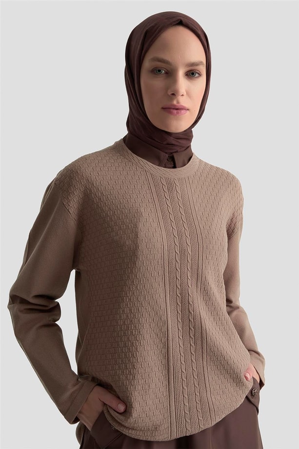 Armine Desenli Kazak 25KD7008 Vizon