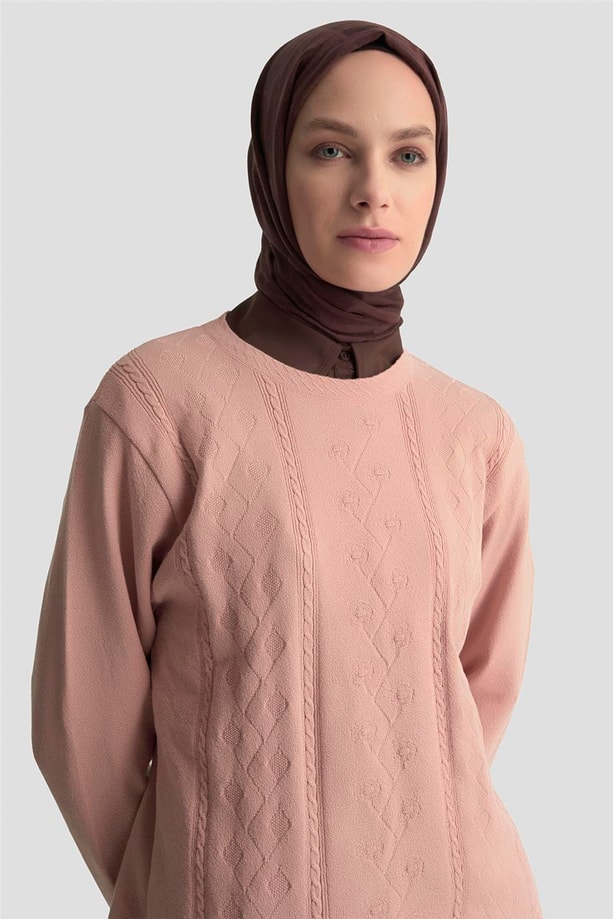 Armine Desenli Kazak 25KD7009 Pudra