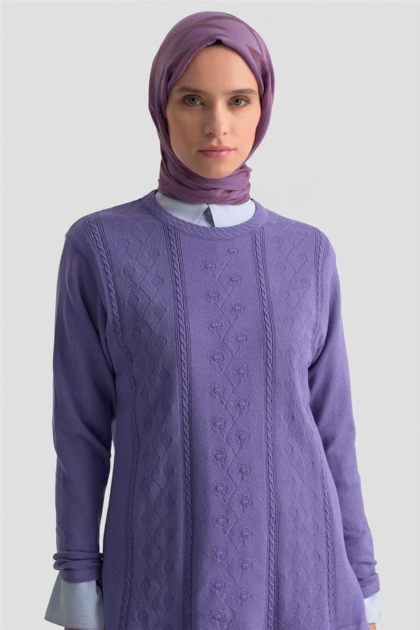 Armine Desenli Kazak 25KD7009 Lila