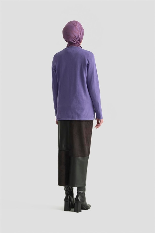 Armine Desenli Kazak 25KD7009 Lila