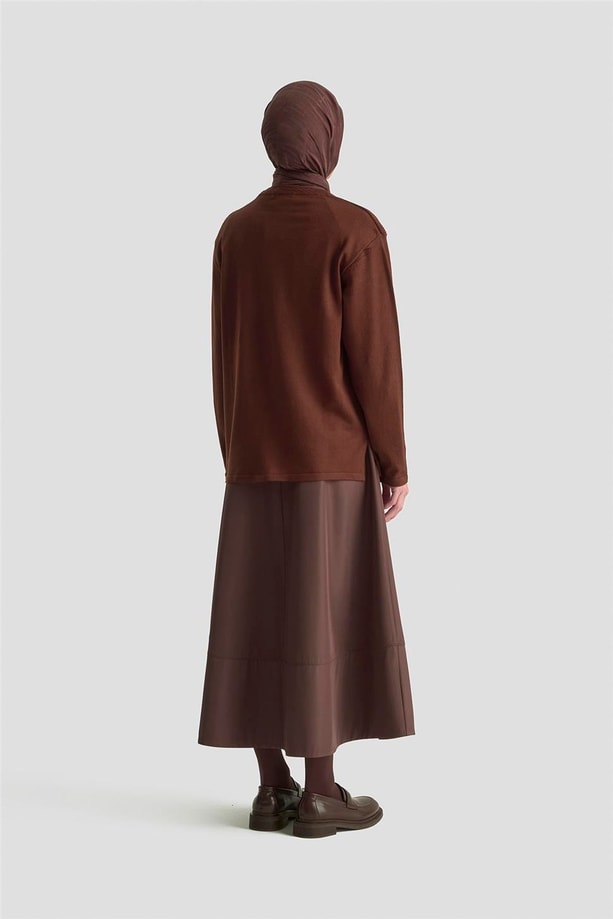 Armine Desenli Kazak 25KD7010 Kahverengi