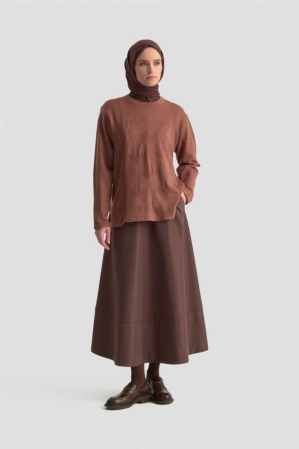 Armine Desenli Kazak 25KD7010 Gül kurusu