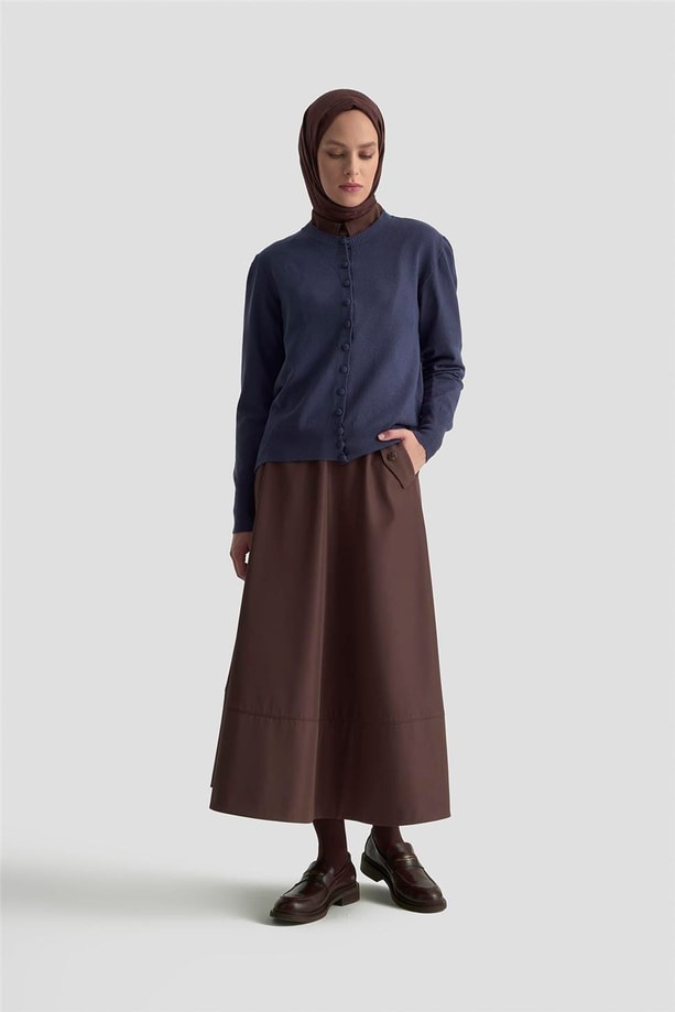 Armine Düğme Detaylı Basic Hırka 25KD7012 İndigo