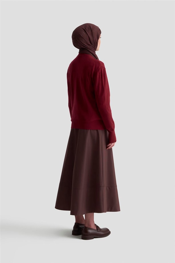 Armine Düğme Detaylı Basic Hırka 25KD7012 Bordo