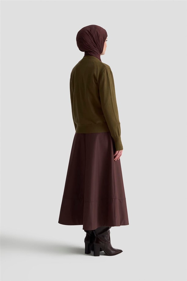 Armine Düğme Detaylı Basic Hırka 25KD7012 Haki