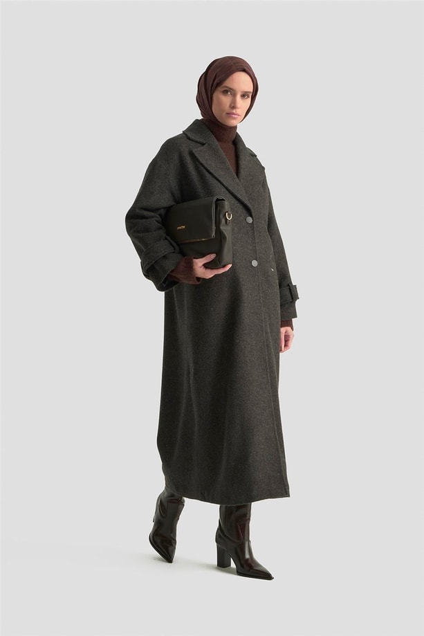 Armine Yanları Yırtmaçlı Kaban 25K7024 Antrasit