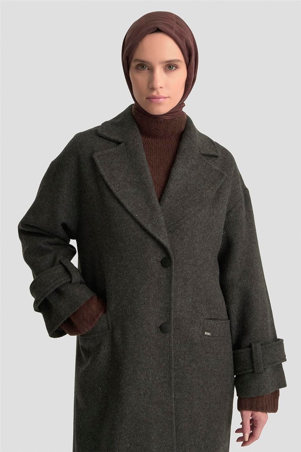 Armine Yanları Yırtmaçlı Kaban 25K7024 Antrasit