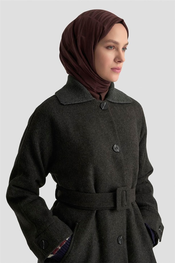 Armine Seyyar Ribana Yakalı Kaban 25K7606 Antrasit