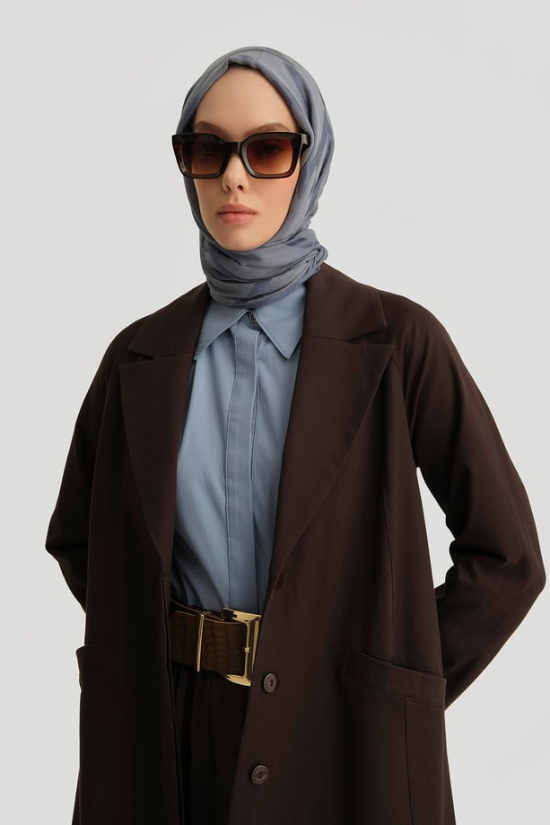 Armine Sırt Detaylı Pamuk Trençkot 25Y7801 Acı Kahve