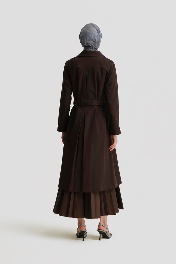 Armine Sırt Detaylı Pamuk Trençkot 25Y7801 Acı Kahve