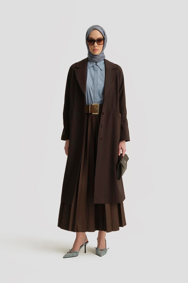 Armine Sırt Detaylı Pamuk Trençkot 25Y7801 Acı Kahve