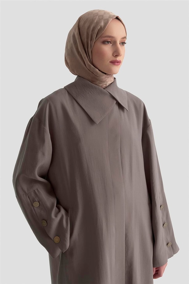 Armine Yakası Dökümlü Kap 25K7914 Kakao