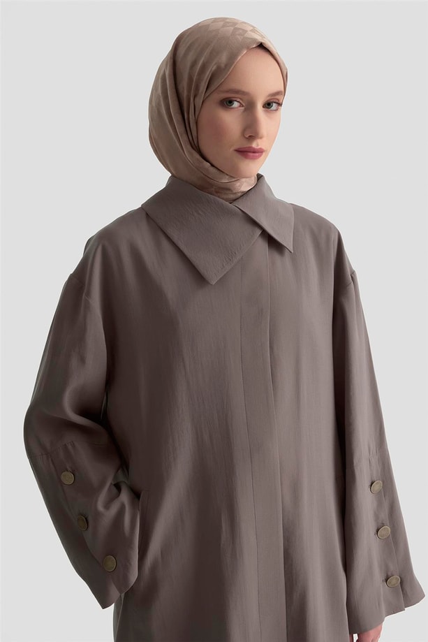 Armine Yakası Dökümlü Kap 25K7914 Kakao