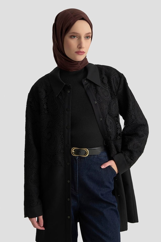 Armine Dantel Allerli Kap 25K7924 Siyah