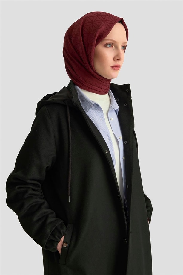 Armine Kapüşonlu Manto 25K8111 Siyah